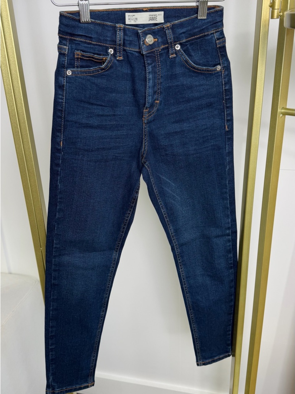 Topshop Dark Blue Slim Straight Jeans